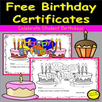 Teach Magically Free Birthday Certificates