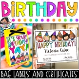 Birthday Certificates and Bag Labels