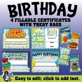 Birthday Certificates with Chip/Treat Bags 1