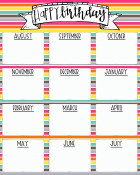 Birthday Chart 16X20 by Michelle Oakes | Teachers Pay Teachers