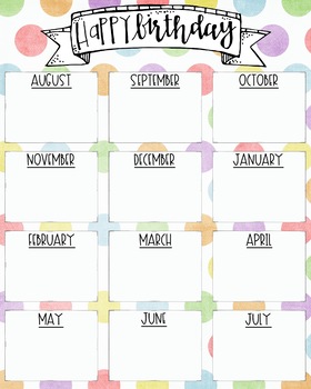 Birthday Chart 16X20 by Michelle Oakes | Teachers Pay Teachers