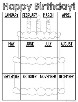 Birthday Chart by Miss Woodward's Class | Teachers Pay Teachers