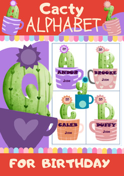 Preview of Birthday Chart : Cactus Alphabet