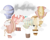 Birthday Chart Display - Hot air balloon with clouds aesth