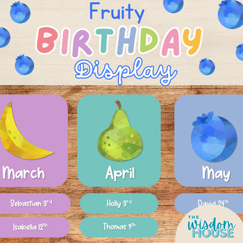Preview of Birthday Chart- Fruity Fun | Vibrant Fruit Birthday Display | Editable