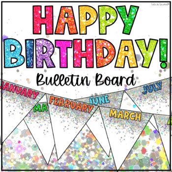 Birthday Chart Glitter Bulletin Board Banner Display Editable by Cute ...