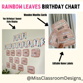 Preview of Birthday Chart Rainbow Leaves