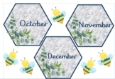 Birthday Chart for Classroom Hexagon Bees Marble