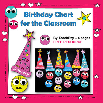 Preview of Birthday Charts for the Classroom FREE and editable