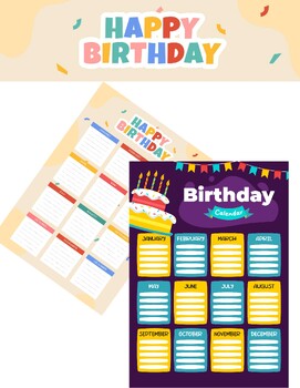 Birthday Classroom Calendar Printable Birthday Calendar for Classroom ...