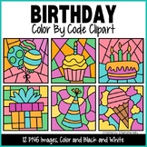 Birthday Color By Code Clipart, Celebration Color By Numbe