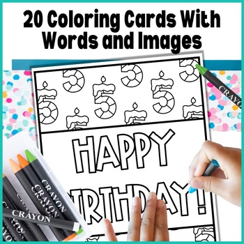 Birthday Coloring Cards, Coloring Pages by Buckeye Teacher Mama | TPT