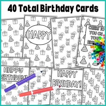Birthday Coloring Cards, Coloring Pages by Buckeye Teacher Mama | TPT