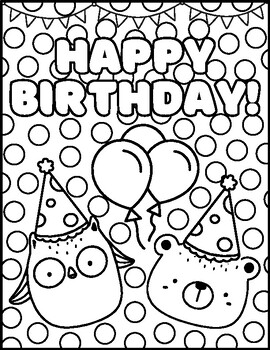 Birthday Coloring Pages by Kerry Coleman | TPT