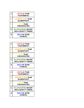 Preview of CUBES Cheat Sheet for Student Desk/Folder