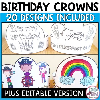 Preview of Happy Birthday Crowns / Hats Activities | Printable Birthday Crowns 20 Designs