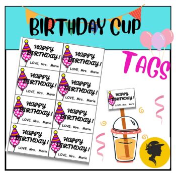 Preview of Birthday Cup Tags