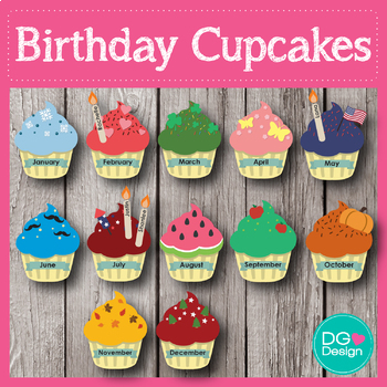 Preview of Birthday Cupcakes - birthday bulletin board