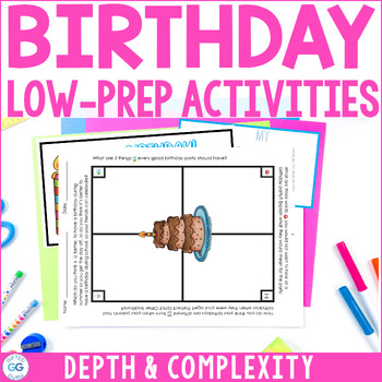 Preview of Birthday Depth and Complexity Activities Low-Prep Social Emotional Learning