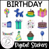 Birthday Digital Stickers Speech Therapy Reinforcement & L