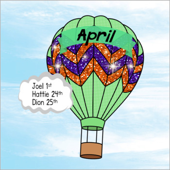 EDITABLE Hot Air Balloon Birthday Board Growing up up up 