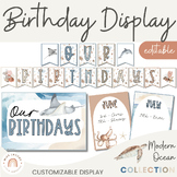 Birthday Display | Modern Ocean Classroom Decor | Editable