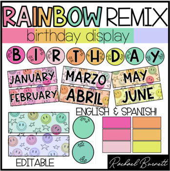 Preview of Birthday Display // Rainbow Remix Bundle 90's retro classroom decor