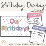 Birthday Display | SPOTTY PASTELS | Editable | Muted Rainb