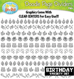 Birthday Doodle Page Dividers Clipart {Zip-A-Dee-Doo-Dah Designs}
