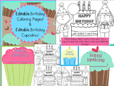 Birthday Editable Coloring Pages and Cupcake Cards- Editable