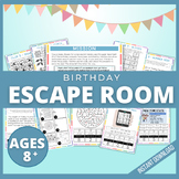 Birthday Escape Room, Kids Printable Treasure Hunt, 12 Puz