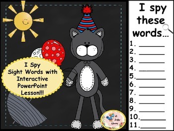 Preview of Dr. Seuss Birthday Fun- I Spy Sight Words-  Interactive PowerPoint Game