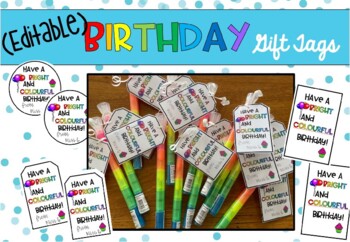 Preview of Birthday Gift Tags for Highlighters (Editable)