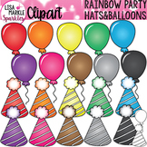 Birthday Hat and Balloon Clipart Rainbow