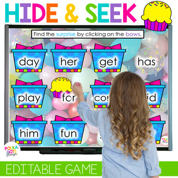 Preview of Birthday Game | Hide and Seek Editable Sight Word Practice and Phonics Games