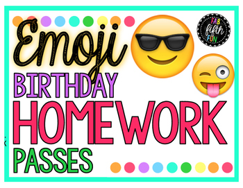 Preview of Birthday Homework Pass Emoji Theme