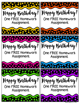 free birthday homework passes