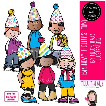 Birthday Kidlettes clip art - Mini - by Melonheadz Clipart by Melonheadz