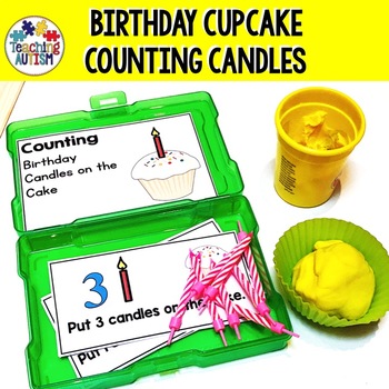 Preview of Birthday Math Activity Counting Work Task Box for Special Education