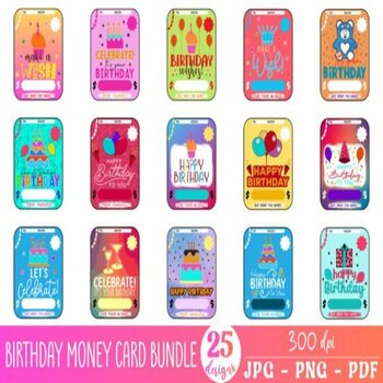 Birthday Money Card PNG Bundle by Miss khadija | TPT