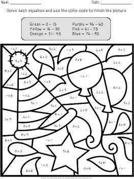 Birthday Multiplication and Division Color by Number by TchrBrowne