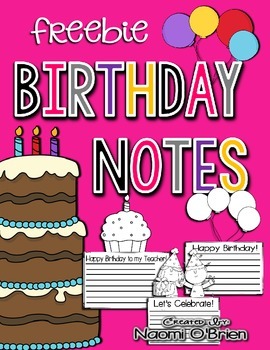 Birthday Notes Freebie by Read Like a Rock Star | TpT