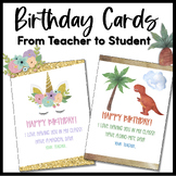 Birthday Notes From Teacher to Student Birthday Cards