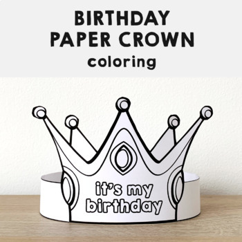 birthday paper crown printable coloring craft activity for kids tpt