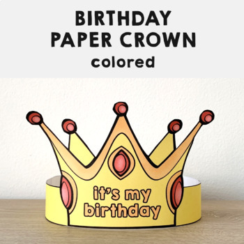 Birthday Paper Crown Printable Coloring Craft Activity for Kids
