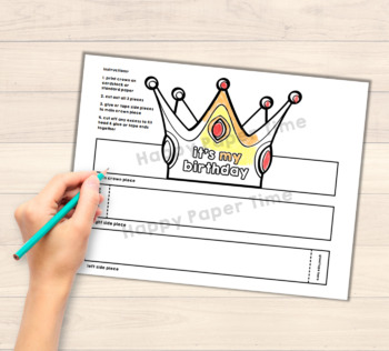 Birthday Paper Crown Printable Coloring Craft Activity for Kids