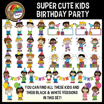 clipart birthday party black and white ideas