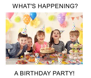 Preview of Birthday Party lesson - vocabulary (remote learning / online / traditional)