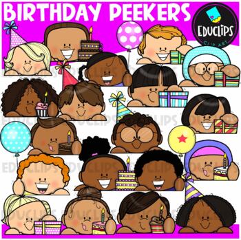 Birthday Peekers Clip Art Set {Educlips Clipart} by Educlips Clip Art