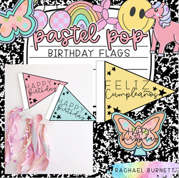 Preview of Birthday Pennant Flags Pastel Pop
